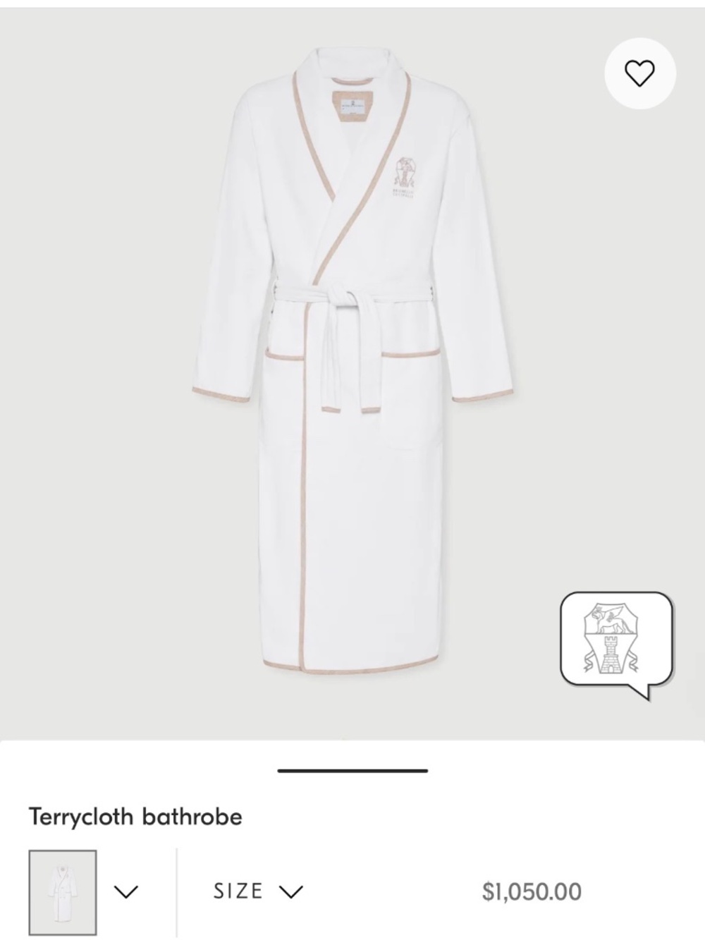 Brunello Cucinelli terrycloth bathrobe size L